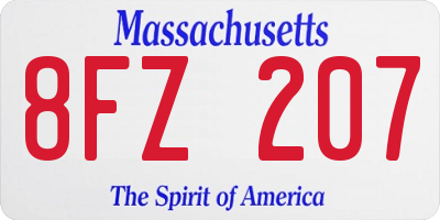 MA license plate 8FZ207