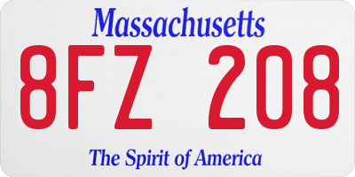 MA license plate 8FZ208