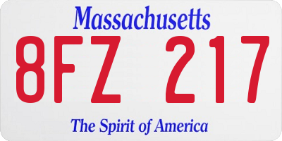 MA license plate 8FZ217