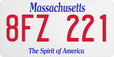 MA license plate 8FZ221