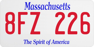 MA license plate 8FZ226