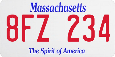 MA license plate 8FZ234
