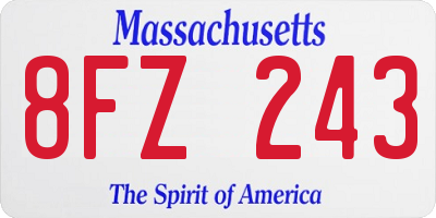 MA license plate 8FZ243