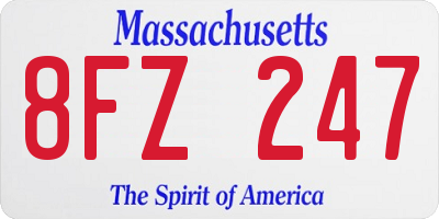 MA license plate 8FZ247