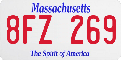 MA license plate 8FZ269