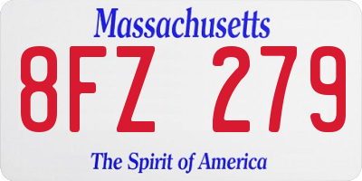 MA license plate 8FZ279