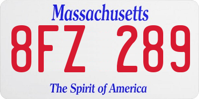 MA license plate 8FZ289