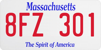 MA license plate 8FZ301