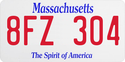 MA license plate 8FZ304