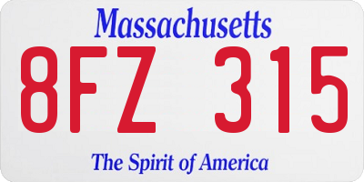 MA license plate 8FZ315