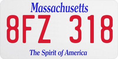 MA license plate 8FZ318