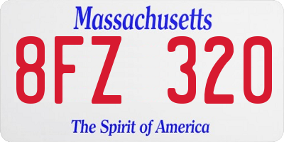 MA license plate 8FZ320