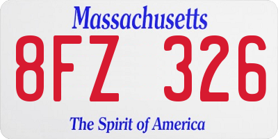 MA license plate 8FZ326