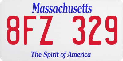 MA license plate 8FZ329