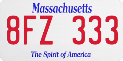 MA license plate 8FZ333