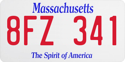 MA license plate 8FZ341