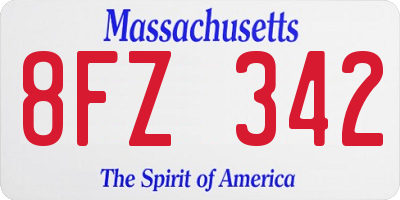 MA license plate 8FZ342