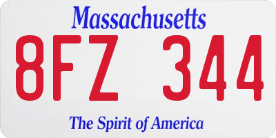 MA license plate 8FZ344