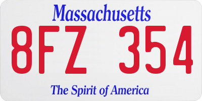MA license plate 8FZ354