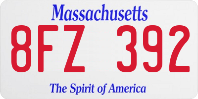 MA license plate 8FZ392
