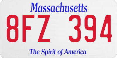 MA license plate 8FZ394
