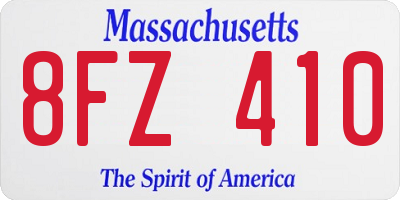 MA license plate 8FZ410