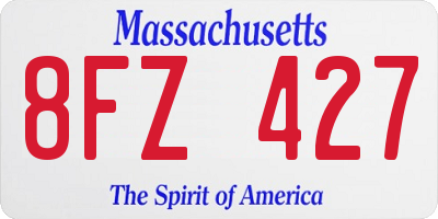 MA license plate 8FZ427