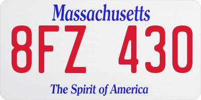 MA license plate 8FZ430