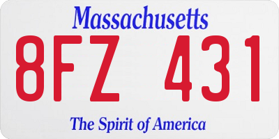 MA license plate 8FZ431