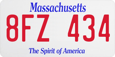 MA license plate 8FZ434