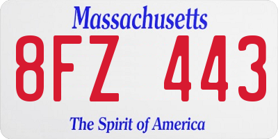 MA license plate 8FZ443