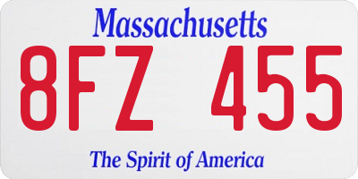 MA license plate 8FZ455