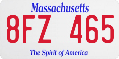 MA license plate 8FZ465
