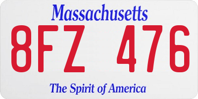 MA license plate 8FZ476
