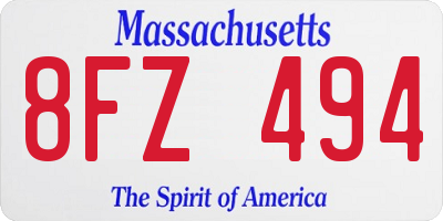 MA license plate 8FZ494
