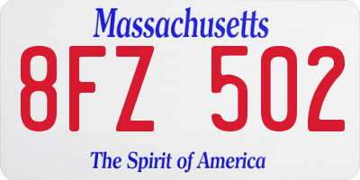MA license plate 8FZ502
