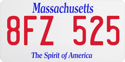 MA license plate 8FZ525