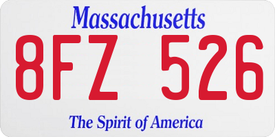 MA license plate 8FZ526