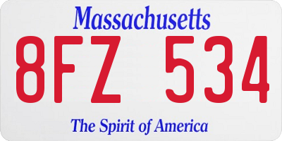 MA license plate 8FZ534