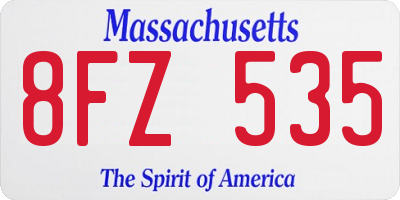 MA license plate 8FZ535