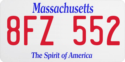 MA license plate 8FZ552