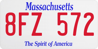 MA license plate 8FZ572