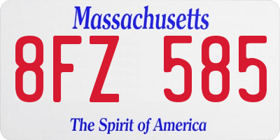 MA license plate 8FZ585