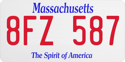 MA license plate 8FZ587