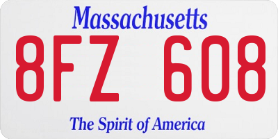 MA license plate 8FZ608