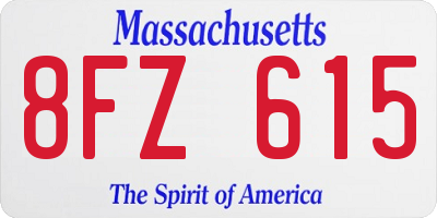 MA license plate 8FZ615