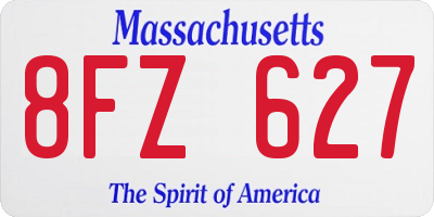 MA license plate 8FZ627