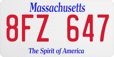 MA license plate 8FZ647