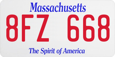MA license plate 8FZ668
