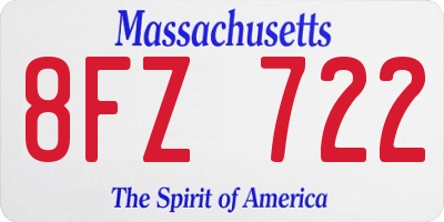 MA license plate 8FZ722